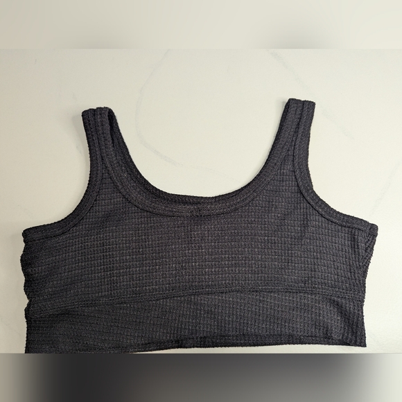 Women's Black Waffle Knit Bralette Or Crop Top, No Brand, Size Large - Picture 6 of 6